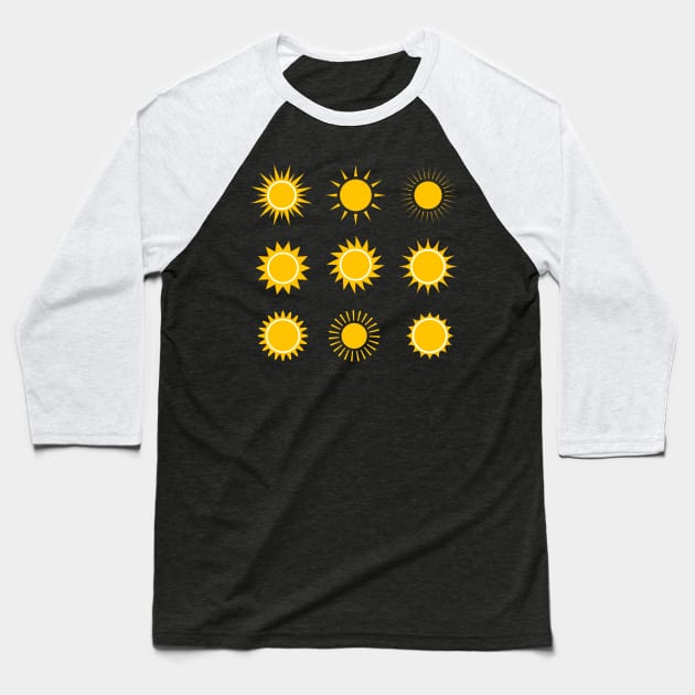 Sun pattern Baseball T-Shirt by King Tiger